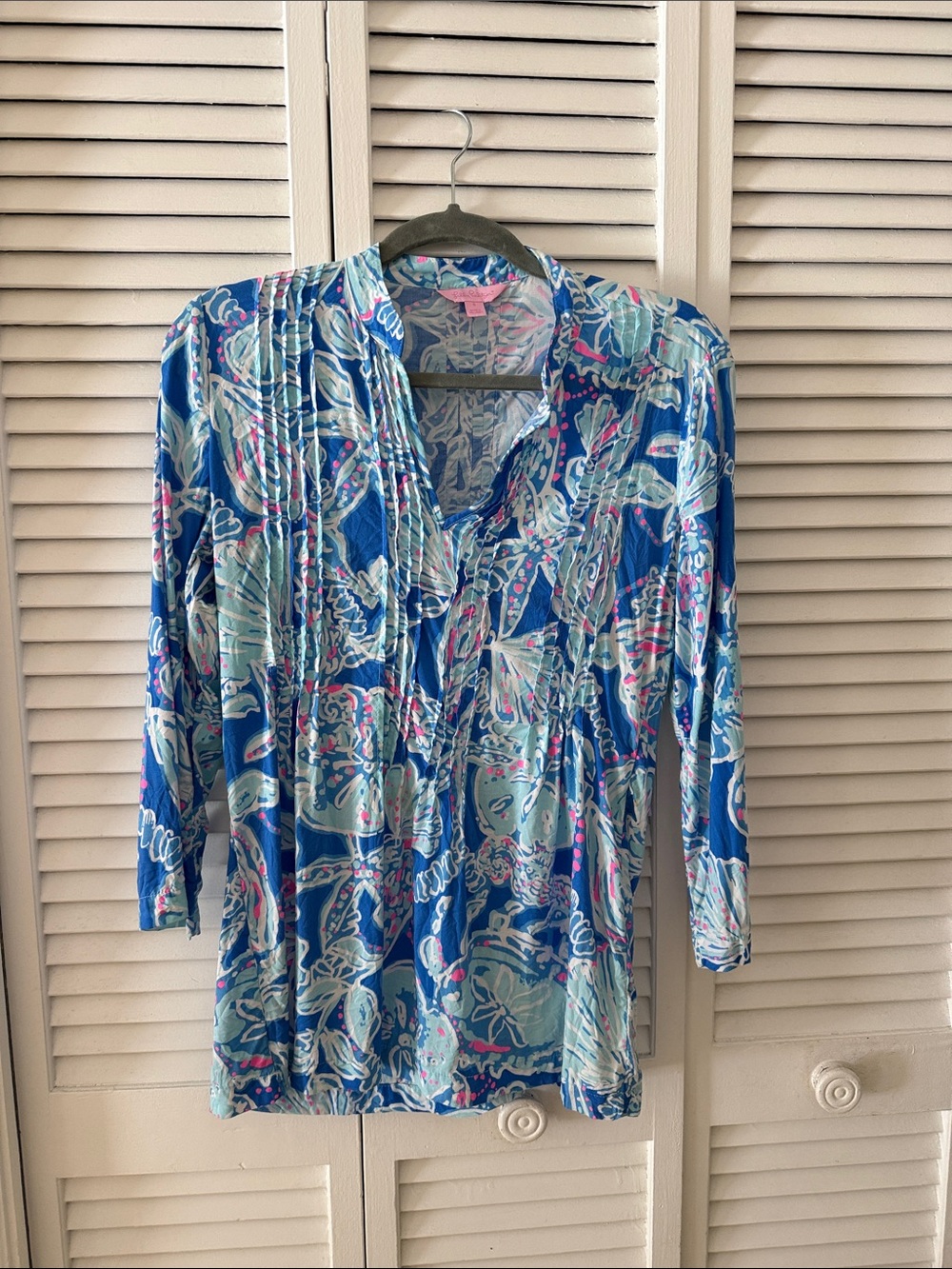Lilly Pulitzer Blue Paisley Print Tunic Top size small